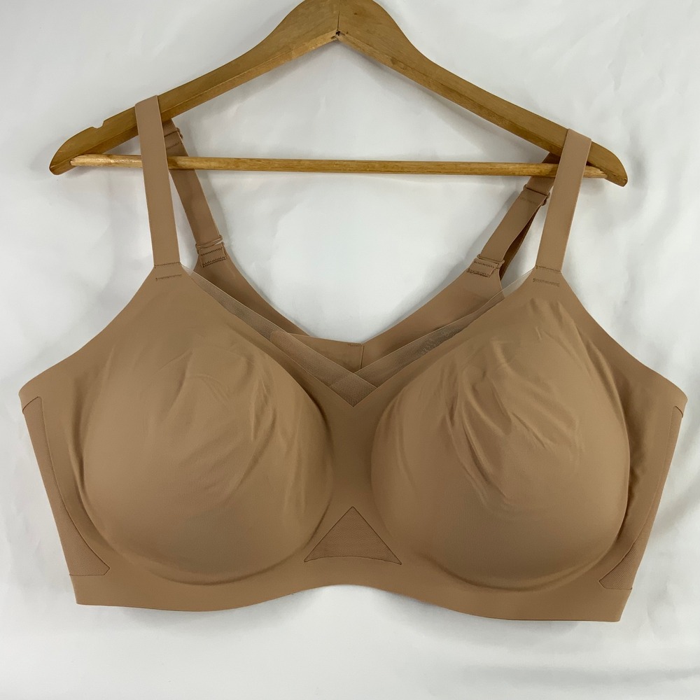 Honeylove Crossover Bra Tan Nude Wireless Support Mesh Detail LWBR0303 Size 3X